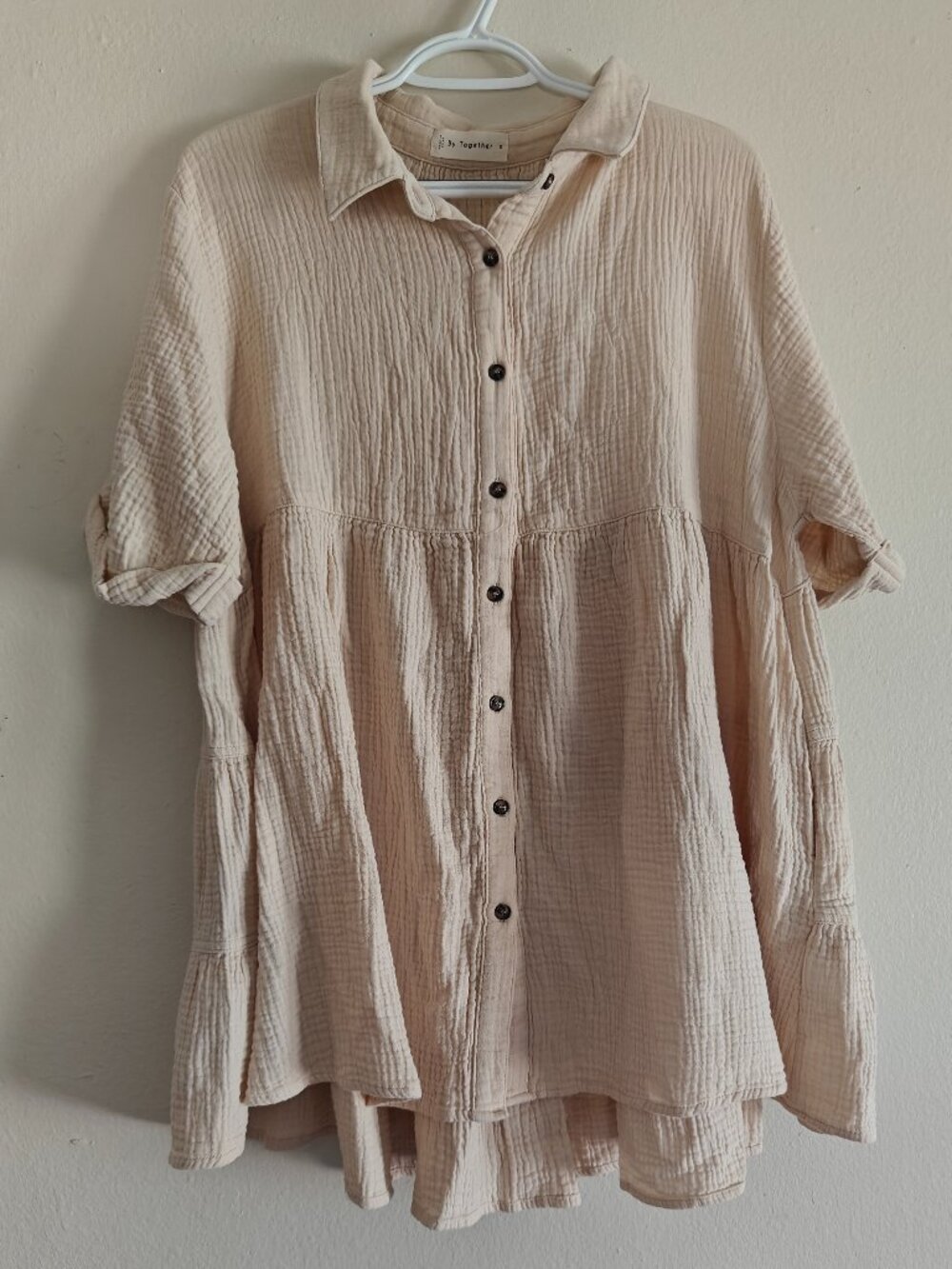 BY TOGETHER OVERSIZED COTTON MINI DRESS SIZE SMALL)
